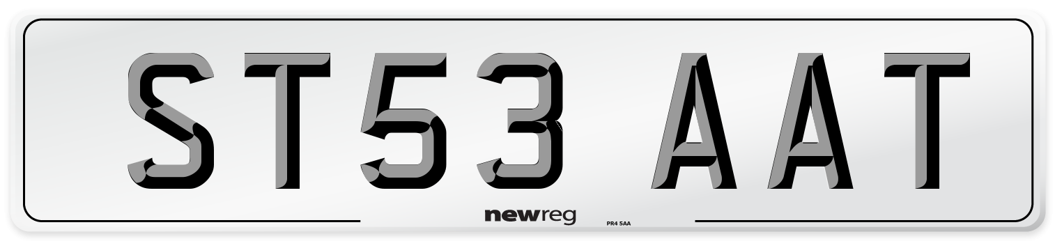 ST53 AAT Number Plate from New Reg